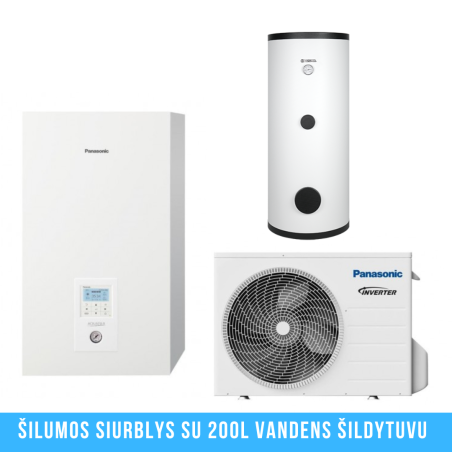 Õhk-vesi soojuspump 9 kW PANASONIC, 200 l mahutavusega, ühesuunaline