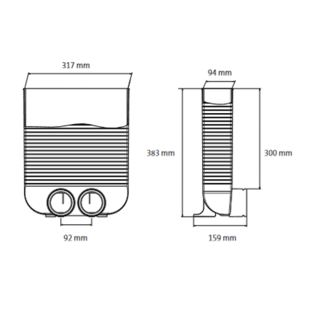 Plastikust põrandavõre kast UBBINK Air Excellent 309 x 86 mm - 2 x Dn 75