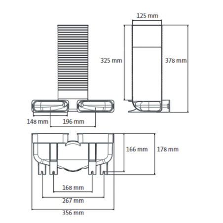 Diffuser box 90° UBBINK Air Excellent Dn 125 - 2 x Dn 140 x 50 mm
