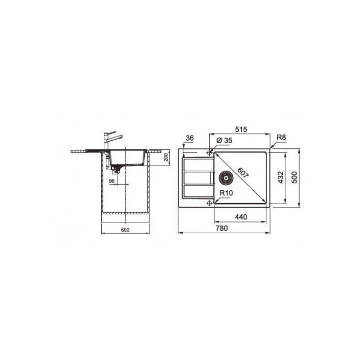 Franke Sirius S2D 611-78XL kitchen sink, 78x50 cm, "Carbon" (black)
