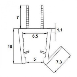 Sealing strip for the bottom of frameless shower cabin doors BALTIJOS STIKLAS 600 mm