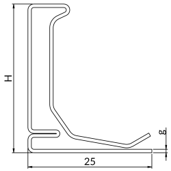 Profile for L-shaped duct NICZUK OW-20-2500, length 2.5 meters