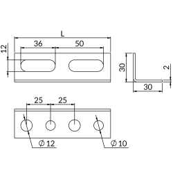 Perforated profile in L shape NICZUK 30 x 30 mm / 2 mm, length 2 meters