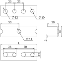 Perforated profile U-shaped NICZUK 30 x 30 mm / 2 mm, 2 meters long