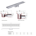 ACO ShowerDrain C shower channel set with vertical flange, featuring Square 3 in 1 grates (Various length options)