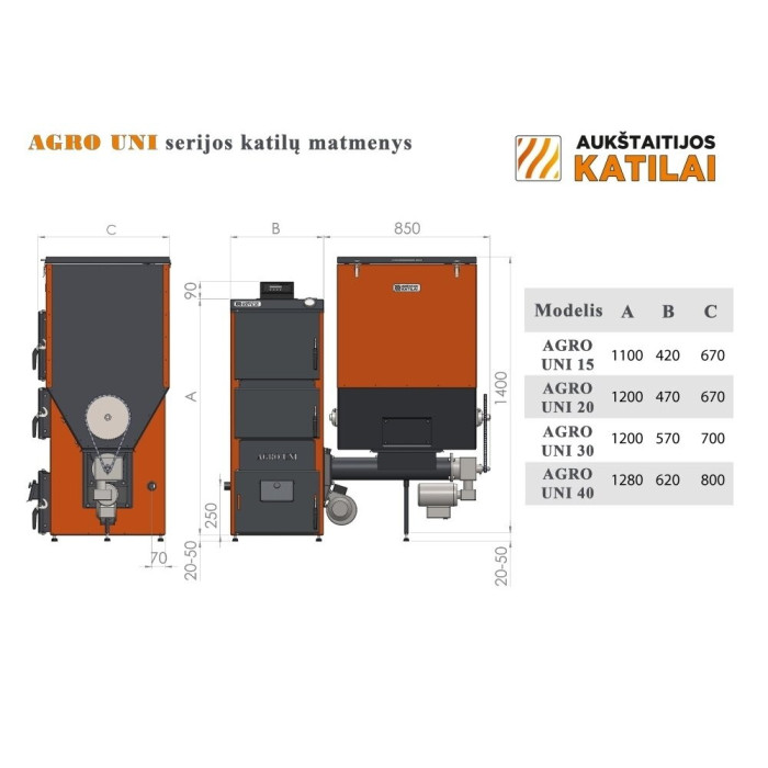 Universaalne pelletikatel AUKŠTAITIJOS KATILAI Agro Uni 20 kW
