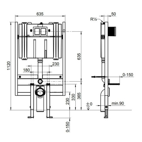 Встраиваемая рама VILLEROY & BOSH ViConnect 90 мм Compact 92247600 (2 в 1)