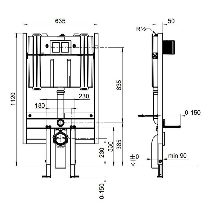 Встраиваемая рама VILLEROY & BOSH ViConnect 90 мм Compact 92247600 (2 в 1)