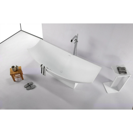 MEPA Modern stone resin bathtub 200 x 90 cm with white matte siphon