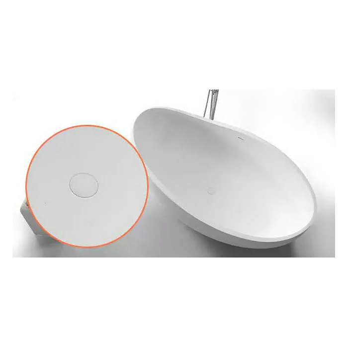 MEPA Bend stone resin bathtub 184 x 112 cm with white matte siphon