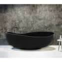 MEPA Stone Composite Bathtub Bend Matt-Black 184 x 112 cm with Black Matte Drain