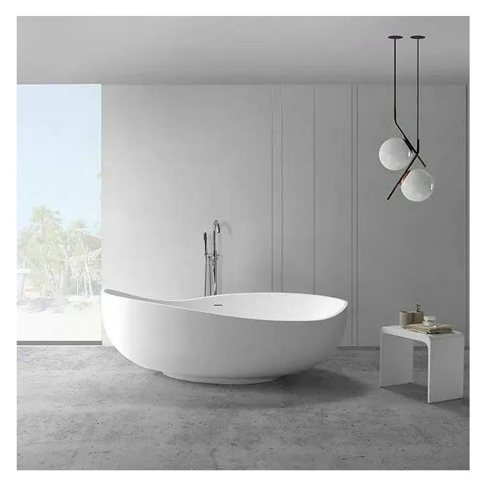 MEPA Stone Composite Bathtub Bend Matt-Black 184 x 112 cm with Black Matte Drain