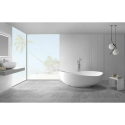 MEPA Stone Composite Bathtub Bend Matt-Black 184 x 112 cm with Black Matte Drain