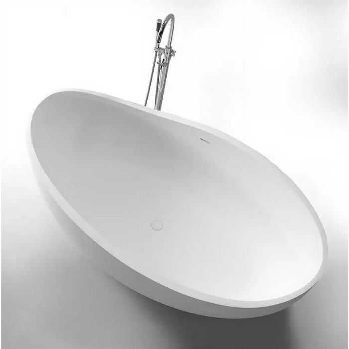 MEPA Stone Composite Bathtub Bend Matt-Black 184 x 112 cm with Black Matte Drain