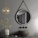 The mirror ornament is an LED shell MEPA Round 60 x 60 cm, with a black matte frame.