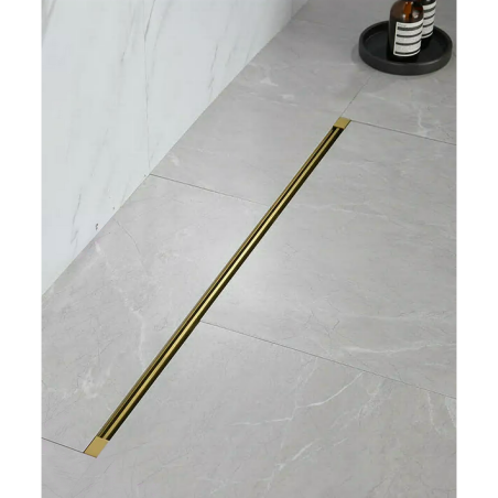 Slim shower drain set, black-matt (Various length options)