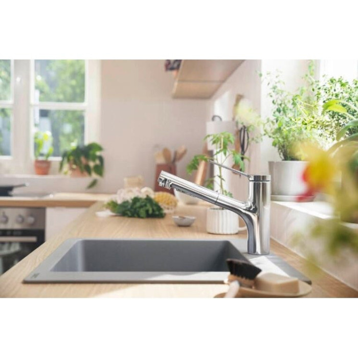 Смеситель для кухни (раковины) с выдвижным шлангом HANSGROHE Zesis M33, хромированный, 74800000