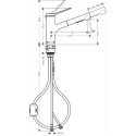 Köögisegisti väljatõmmatava voolikuga HANSGROHE Zesis M33, kroomitud, 74800000