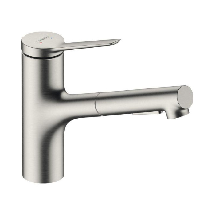 Смеситель для кухни (раковины) с выдвижным шлангом HANSGROHE Zesis M33, нержавеющая сталь, 74800800