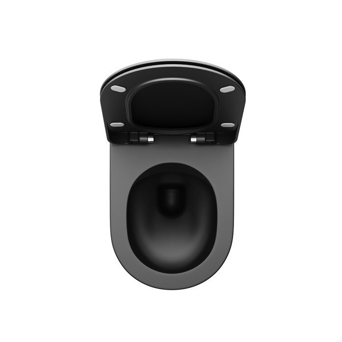 Hanging WC bowl with a thin slow close lid RAVAK Uni Chrome RimOff, black-matt