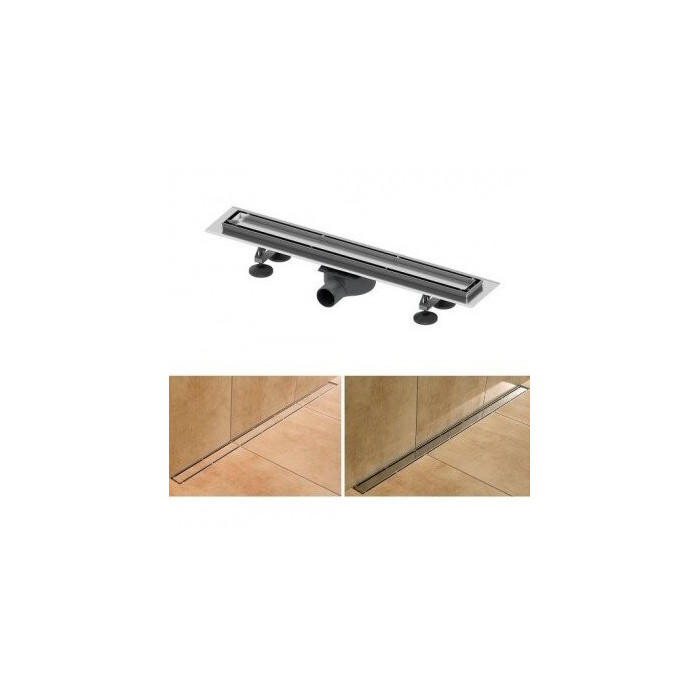 TECElinus shower channel sets with double-sided grates Tile/Steel 6 in 1, (Various length options)
