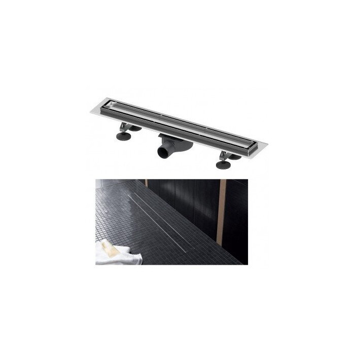 TECElinus shower channel sets with double-sided grates Tile/Steel 6 in 1, (Various length options)