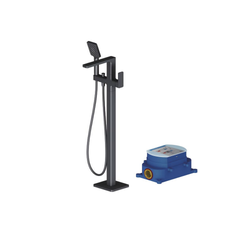 Floor-mounted black matte bath mixer (discounted)