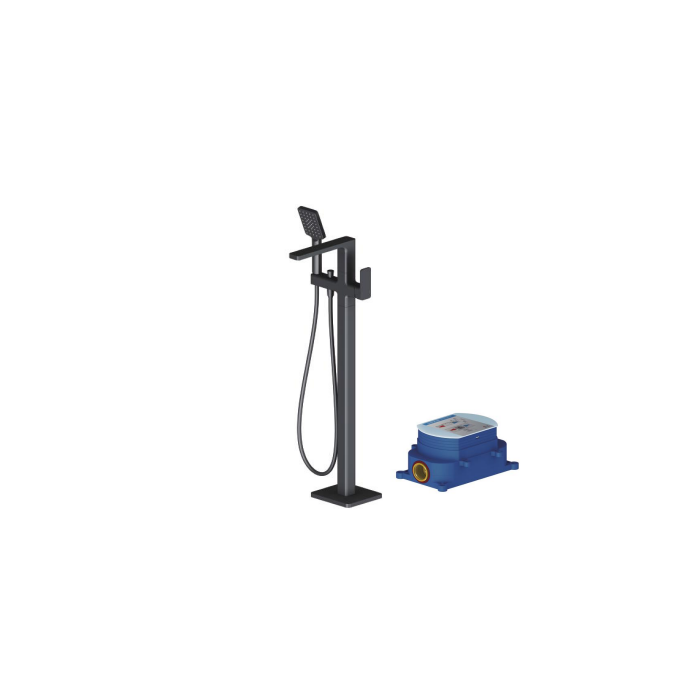 Floor-mounted black matte bath mixer (discounted)