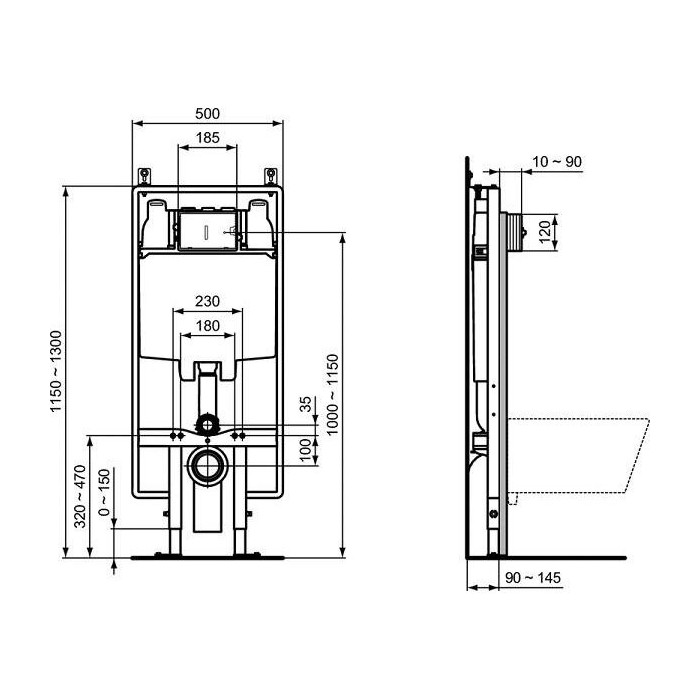 Potikendus WC raam IDEAL STANDARD ProSys 80 mm (2 in 1), R014367