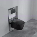 Rippuv WC koos bidetiga MEPA Rimless funktsiooniga, iste ja kaas komplektis, koos seina sisse paigaldatava raami ja nupuga, must