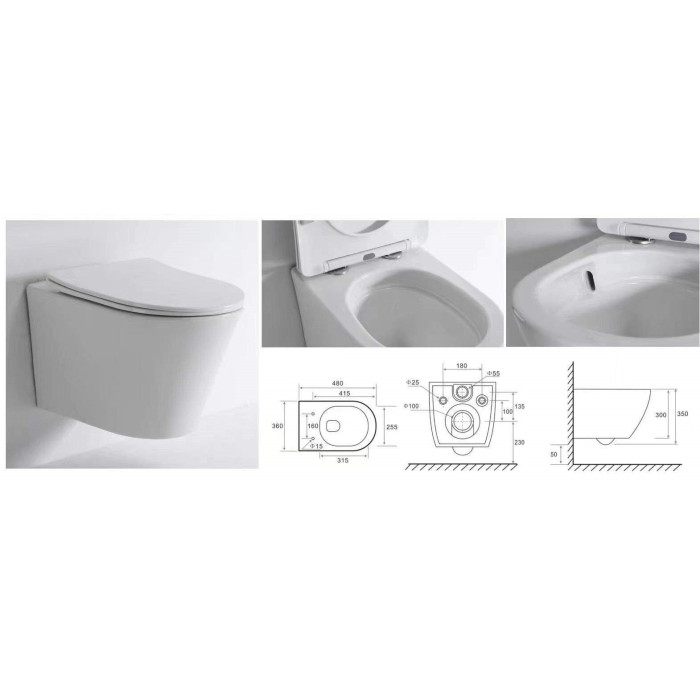 Built-in WC sets MEPA (6 in 1), 8 cm frame, Compact, black button