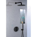 Paffoni Light concealed thermostatic shower system (wall-mounted holder), black-matt