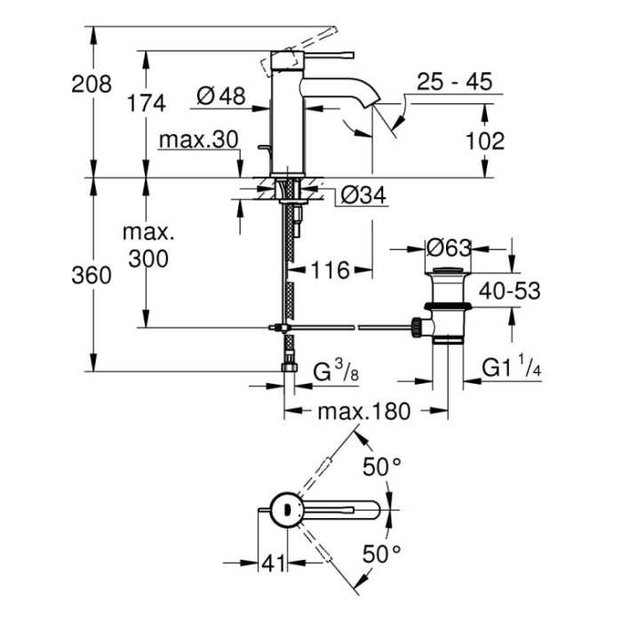 Vannitoa segisti GROHE Essence S-suurus, 24172KF1