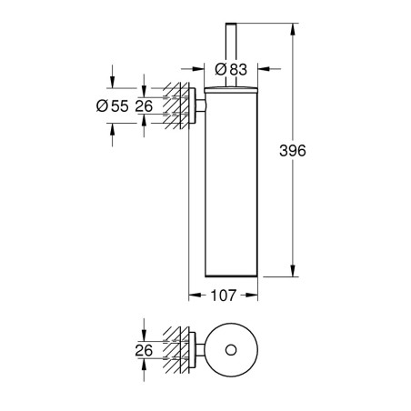 Holder with container and toilet brush GROHE Essentials, 40696000