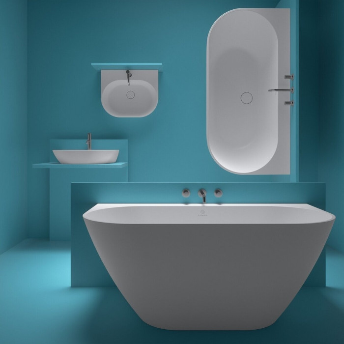 Stone mass bathtub FJORDD Ramsa 1600 x 800 mm, glossy white