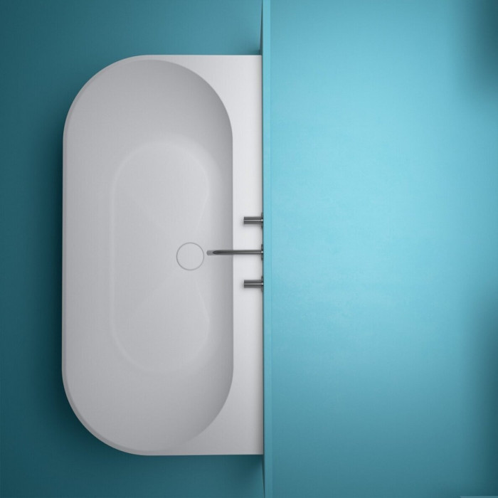 Stone mass bathtub FJORDD Ramsa 1600 x 800 mm, glossy white