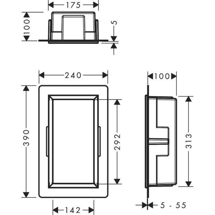 Recessed niche HANSGROHE XtraStoris Original 300 x 150 x 100, black-matt, 56057670
