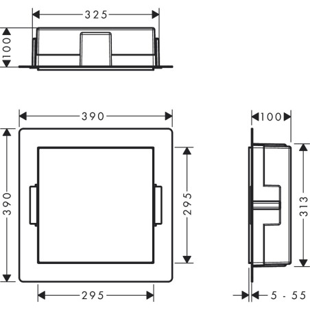 Потолочная ниша HANSGROHE XtraStoris Original 300 x 300 x 100, черная-матовая, 56061670