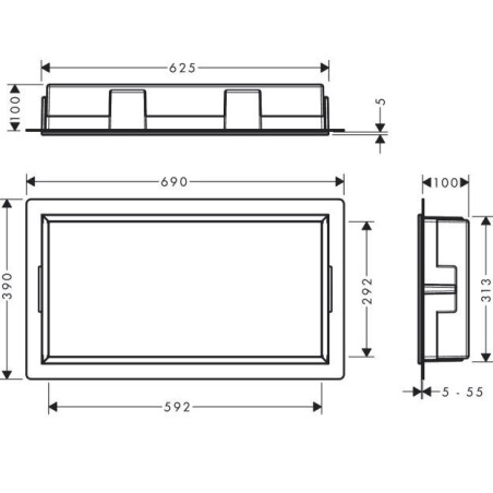 Recessed niche HANSGROHE XtraStoris Original 300 x 600 x 100, black-matt, 56064670