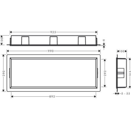 Potikniša HANSGROHE XtraStoris Original 300 x 900 x 100, must-matt, 56067670