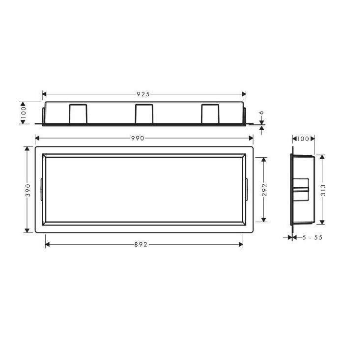 Recessed niche HANSGROHE XtraStoris Original 300 x 900 x 100, black-matt, 56067670