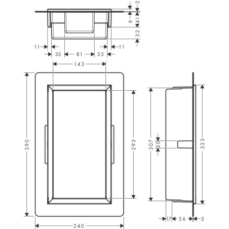 Recessed niche HANSGROHE XtraStoris Original 300 x 150 x 70, black-matt, 56092670