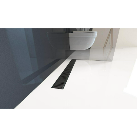 Plastic shower channel kit with black matte grates ALCADRAIN APZ10BL (Various length options)
