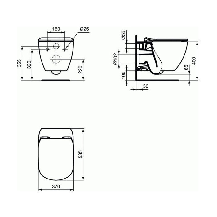 Potinkilised WC raami komplektid ALCADRAIN (4 in 1) + riputatav üksus kaanega IDEAL STANDARD Tesi AquaBlade'iga