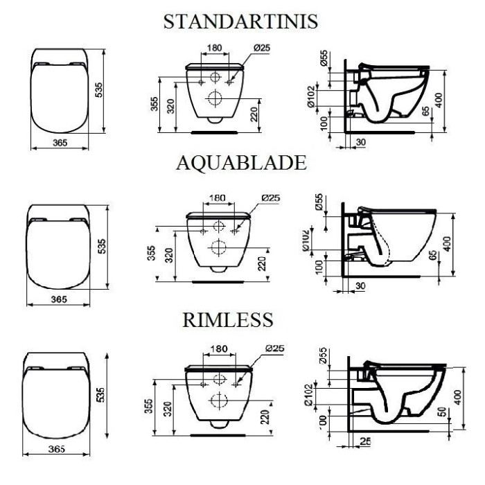Potinkinis WC raami komplektid ALCADRAIN (4 in 1) + riputatav üksus kaanega IDEAL STANDARD Tesi AquaBlade'iga