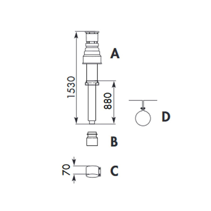 Kamino kits for vertical connection (through the roof) VAILLANT, Ø80/125