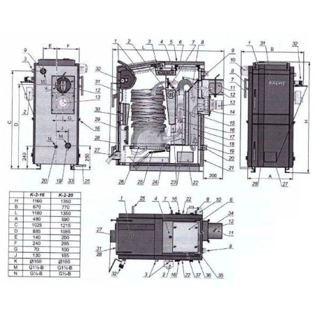 Küttesüsteemi katel KALVIS K-2-16N