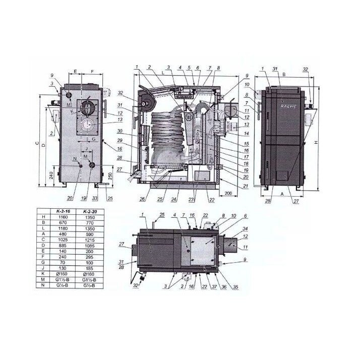 Küttesüsteemi katel KALVIS K-2-16N