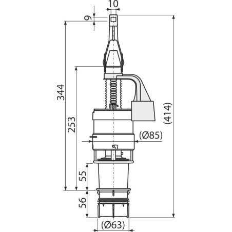 Механизм слива воды для встраиваемой рамы ALCADRAIN A06-850 высотой 850 мм
