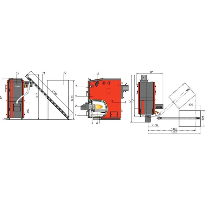 Гранулированный котел KALVIS K-2-16N-DG 16 кВт